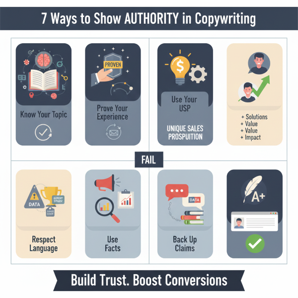 Want your copy to sound more confident and trustworthy? Here are 7 proven ways to build authority in your copywriting, earn trust, and boost conversions.