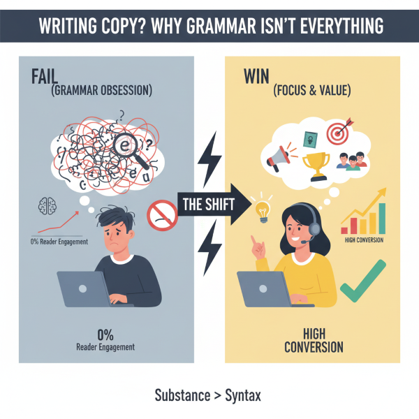 Grammar matters, but it isn’t what makes copy convert. Learn what to focus on instead so your writing stays clear, engaging, and actually gets results.