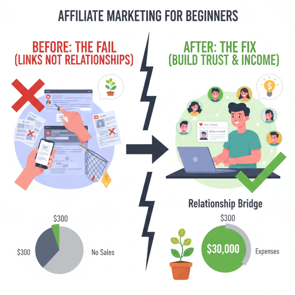 Affiliate marketing is simple, but beginners fail by focusing on links not trust. Learn 4 beginner mistakes and the fixes that lead to commissions.