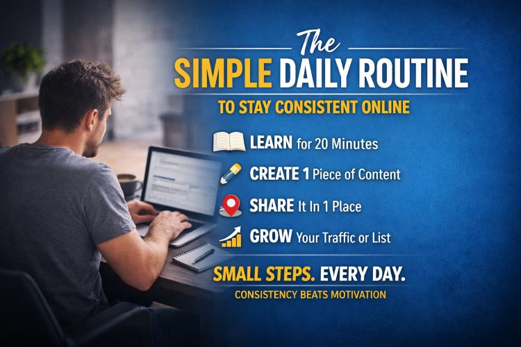 simple daily routine to stay consistent online business steps