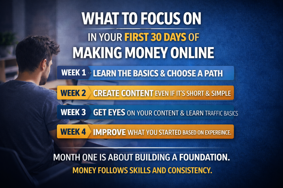 What to Focus On in Your First 30 Days of Making Money Online